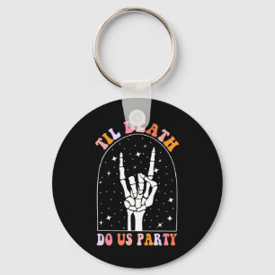 Halloween Til Death Do Us Party Retro Chelorette M Key Ring