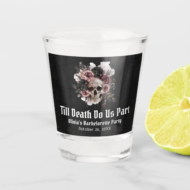 Halloween Till Death Do Us Part Bachelorette Party Shot Glass (Front)