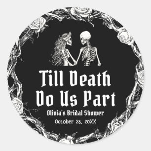 Halloween Till Death Do Us Part Bridal Shower Classic Round Sticker