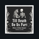 Halloween Till Death Do Us Part Bridal Shower Napkin<br><div class="desc">A delectable brownie treat adorned with a spooky yet romantic design featuring a skeletal bride and groom and the phrase "Till Death Do Us Part"—perfect for adding a unique touch to your Halloween-themed bridal shower. Made with rich, fudgy chocolate, these brownies are as delicious as they are visually striking. Ideal...</div>