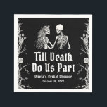 Halloween Till Death Do Us Part Bridal Shower Napkin<br><div class="desc">A delectable brownie treat adorned with a spooky yet romantic design featuring a skeletal bride and groom and the phrase "Till Death Do Us Part"—perfect for adding a unique touch to your Halloween-themed bridal shower. Made with rich, fudgy chocolate, these brownies are as delicious as they are visually striking. Ideal...</div>