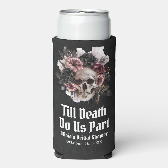 Halloween Till Death Do Us Part Bridal Shower Seltzer Can Cooler (Seltzer Front)