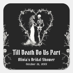Halloween Till Death Do Us Part Bridal Shower Square Sticker