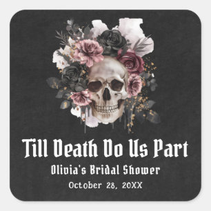Halloween Till Death Do Us Part Bridal Shower Square Sticker