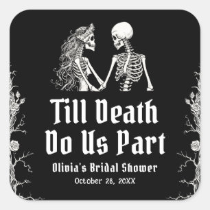 Halloween Till Death Do Us Part Bridal Shower Square Sticker