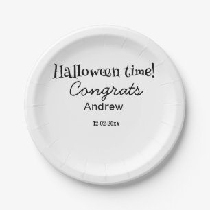 Halloween time congrats add name date year graduat paper plate