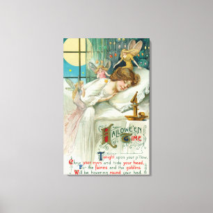 Halloween Time Fairies Around Sleeping Woman Canvas Print