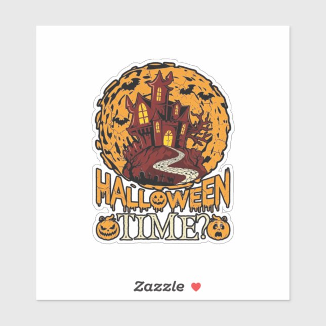 Halloween Time Haunted House Full Moon Pumpkins (Sheet)