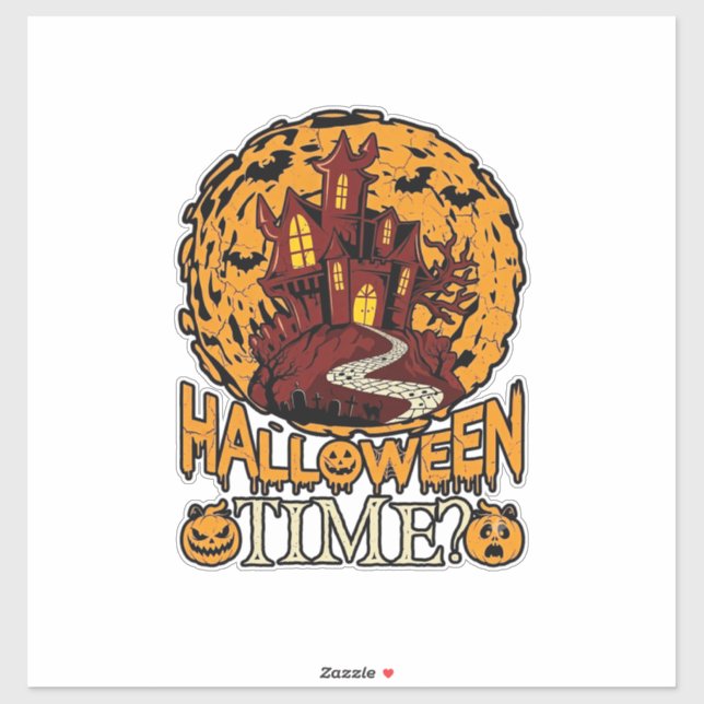 Halloween Time Haunted House Full Moon Pumpkins (Sheet)