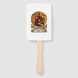 Halloween Time Haunted House Full Moon Pumpkins Hand Fan