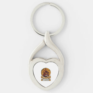Halloween Time Haunted House Full Moon Pumpkins Key Ring