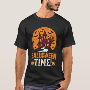 Halloween Time Haunted House Moon Vector T-Shirt