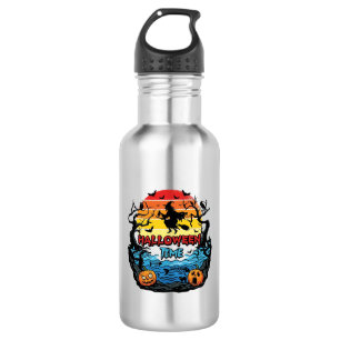 Halloween Time Witch Pumpkins Bats Sunset_1 532 Ml Water Bottle