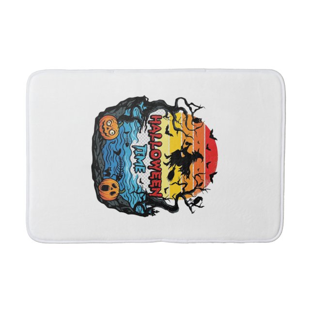 Halloween Time Witch Pumpkins Bats Sunset_1 Bath Mat (Front)