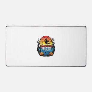 Halloween Time Witch Pumpkins Bats Sunset_1 Desk Mat