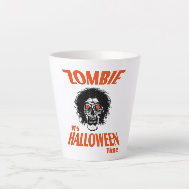 Halloween Time Zombie Face Latte Mug (Front)