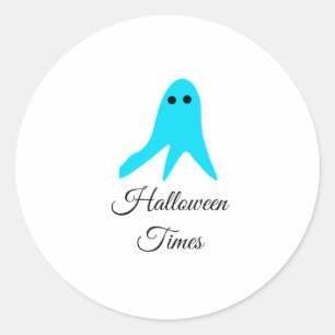Halloween times blue ghost scribble hand-drawn fal classic round sticker