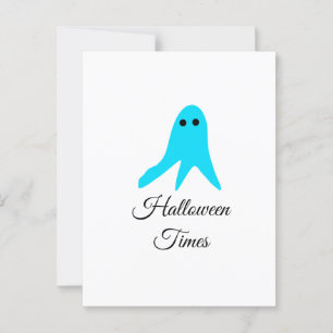 Halloween times blue ghost scribble hand-drawn fal postcard