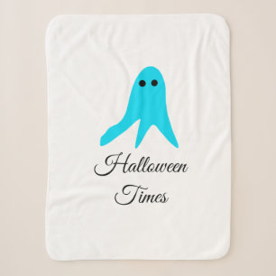 Halloween times blue ghost scribble hand-drawn fal sherpa blanket