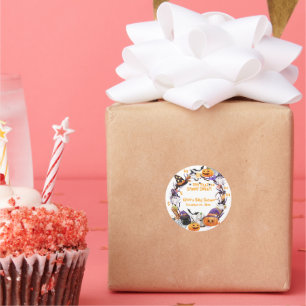 Halloween Tiny Feet, Spooky Sweet Baby Shower Classic Round Sticker