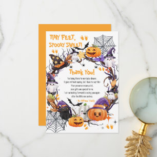 Halloween Tiny Feet, Spooky Sweet Baby Shower Thank You Card