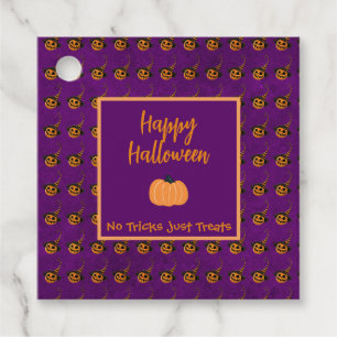 Halloween tiny orange pumpkins trick or treat favour tags