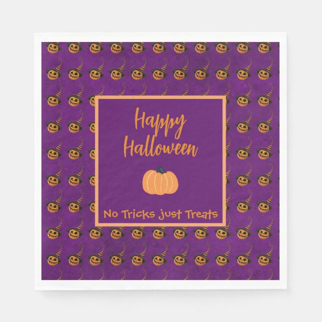 Halloween tiny orange pumpkins trick or treat  napkin (Front)
