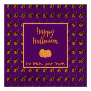Halloween tiny orange pumpkins trick or treat  poster