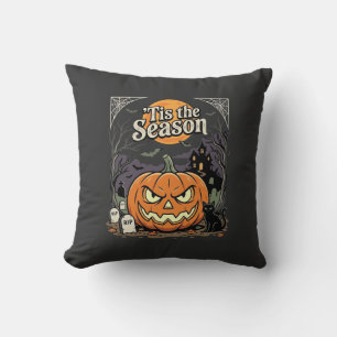 Halloween Tis the Season Pumpkin Cat Design_1 Cushion