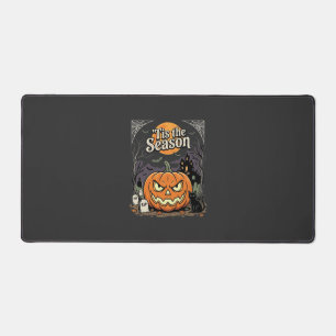 Halloween Tis the Season Pumpkin Cat Design_1 Desk Mat