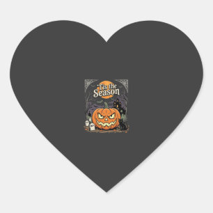 Halloween Tis the Season Pumpkin Cat Design_1 Heart Sticker