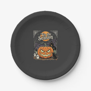Halloween Tis the Season Pumpkin Cat Design_1 Paper Plate