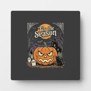 Halloween Tis the Season Pumpkin Cat Design_1 Plaque