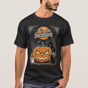 Halloween Tis the Season Pumpkin Cat Design_1 T-Shirt