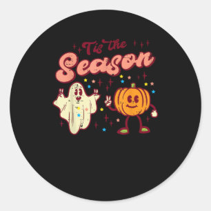 Halloween Tis The Season Retro Costume Groovy Wome Classic Round Sticker