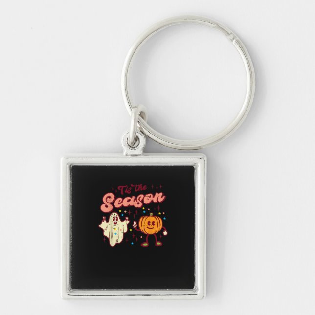 Halloween Tis The Season Retro Costume Groovy Wome Key Ring (Front)