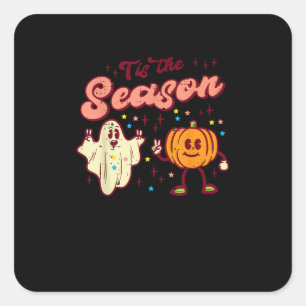 Halloween Tis The Season Retro Costume Groovy Wome Square Sticker