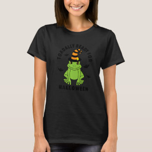 Halloween Toad Frog Graphic Bats Witch Hat T-Shirt