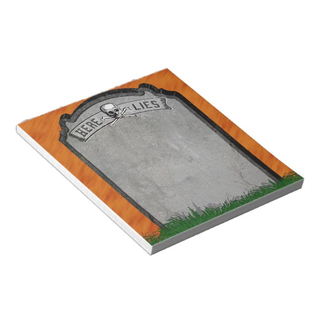 Halloween Tombstone Grave Skull Crossbones Notepad (Angled)