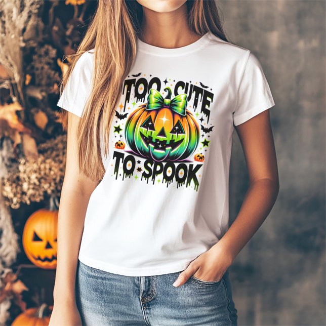 Halloween Too Cute To Spook Coquette Pumpkin T-Shirt (Creator Uploaded)