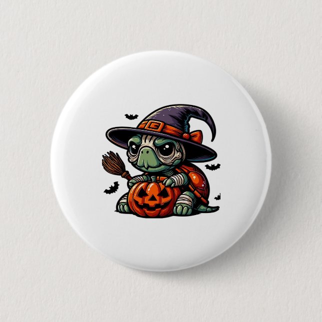 Halloween Tortoise Turtle Witch Hat Costume Spooky 6 Cm Round Badge (Front)