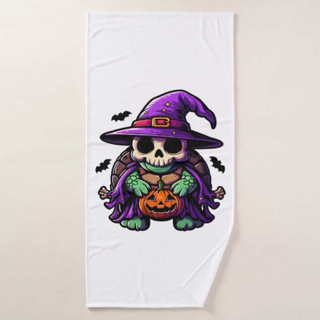 Halloween Tortoise Turtle Witch Hat Costume Spooky Bath Towel (Bath Towel)
