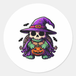 Halloween Tortoise Turtle Witch Hat Costume Spooky Classic Round Sticker