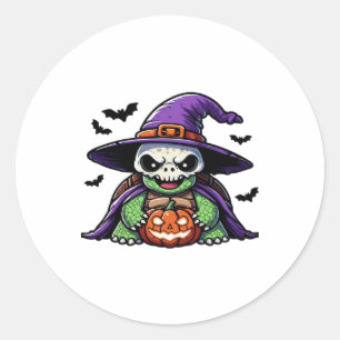 Halloween Tortoise Turtle Witch Hat Costume Spooky Classic Round Sticker
