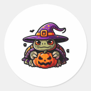 Halloween Tortoise Turtle Witch Hat Costume Spooky Classic Round Sticker