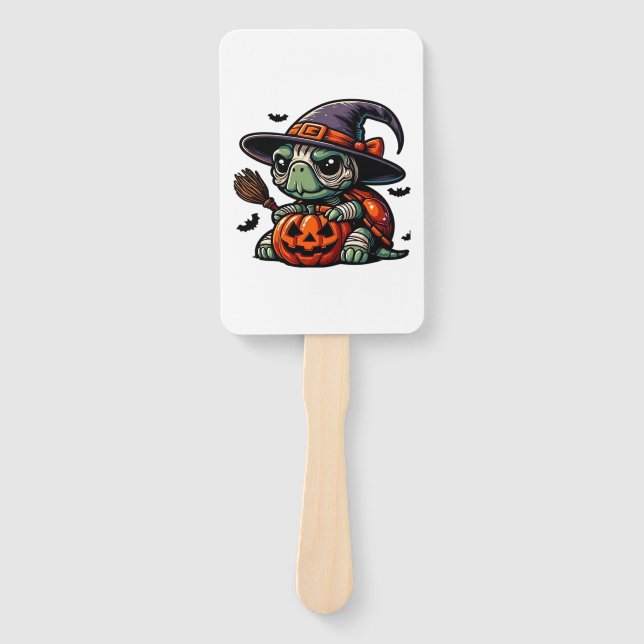 Halloween Tortoise Turtle Witch Hat Costume Spooky Hand Fan (Front)