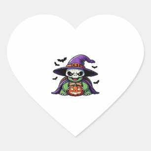 Halloween Tortoise Turtle Witch Hat Costume Spooky Heart Sticker
