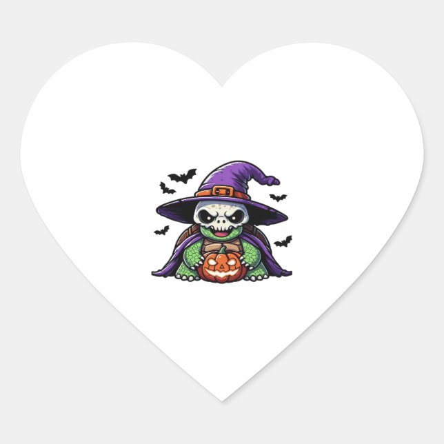 Halloween Tortoise Turtle Witch Hat Costume Spooky Heart Sticker (Front)