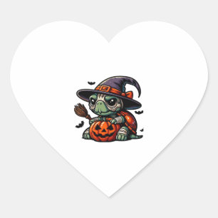 Halloween Tortoise Turtle Witch Hat Costume Spooky Heart Sticker