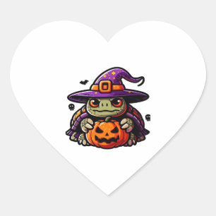 Halloween Tortoise Turtle Witch Hat Costume Spooky Heart Sticker